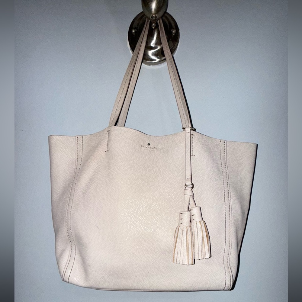Kate Spade White Pebbled Leather Tote